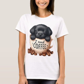 JAG BEHÖVER KAFFE OCH EN SVART LABRADOR RETRIEVER T SHIRT