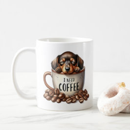 Jag behöver kaffe - Valp i kopp