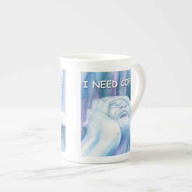 Jag behöver kaffemuggen benporslin mugg (Framsida höger)