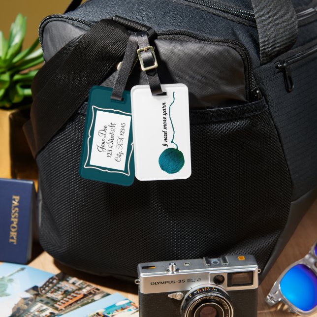 Jag behöver mer garn - Sticka/krockkuddar Bagagebricka (Fram & Baksida)