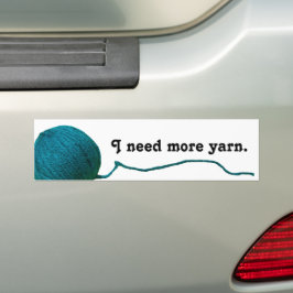 Jag behöver mer garn - Teal Yarn Boll Crafts Bildekal