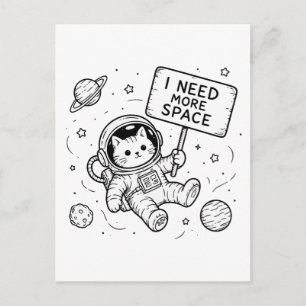 Jag behöver mer plats Rolig katt-astronaut Vykort