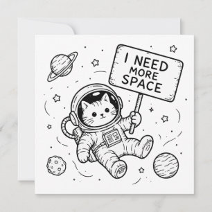 Jag Behöver Mer Utrymme Rolig Katt Astronaut Inbjudningar