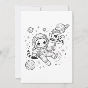 Jag Behöver Mer Utrymme Rolig Katt Astronaut Inbjudningar