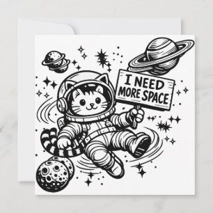 Jag Behöver Mer Utrymme Rolig Katt Astronaut Inbjudningar
