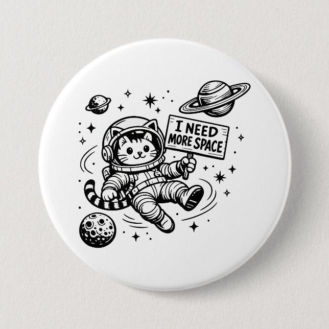 Jag Behöver Mer Utrymme Rolig Katt Astronaut Knapp (Framsida)