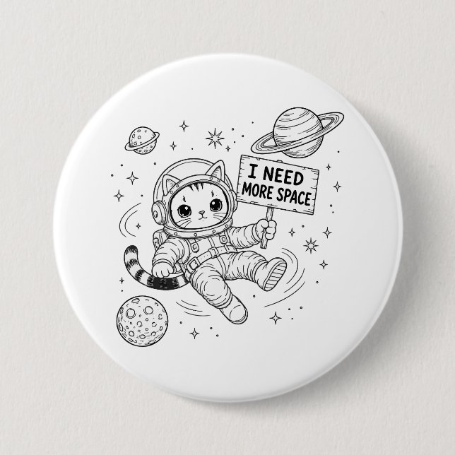 Jag Behöver Mer Utrymme Rolig Katt Astronaut Knapp (Framsida)