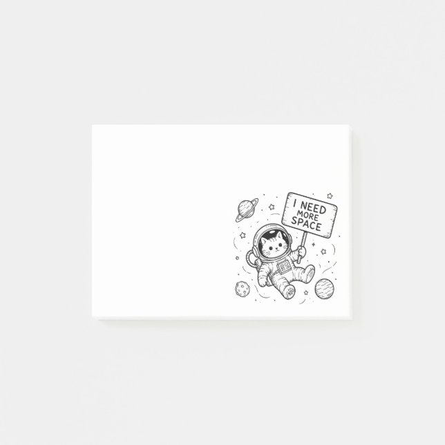 Jag Behöver Mer Utrymme Rolig Katt Astronaut Post-it Block (Framsida)
