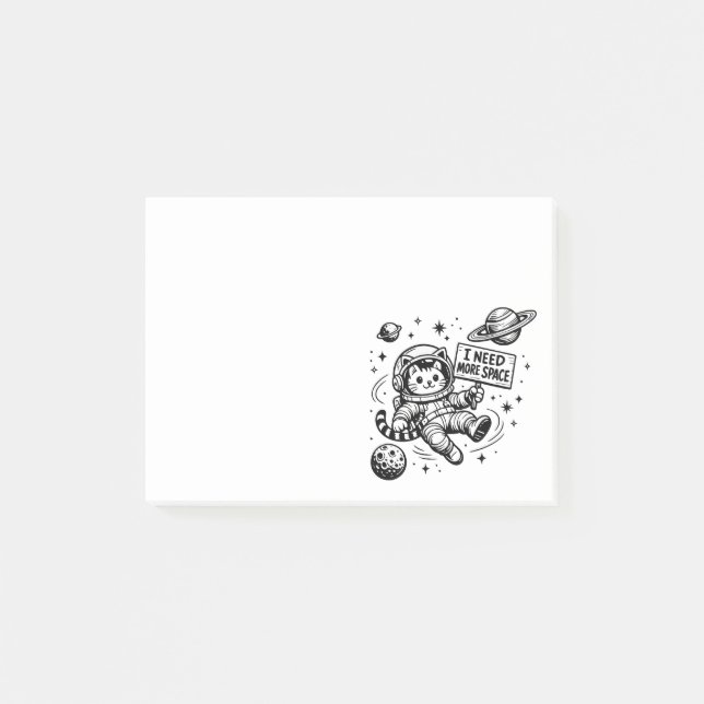 Jag Behöver Mer Utrymme Rolig Katt Astronaut Post-it Block (Framsida)