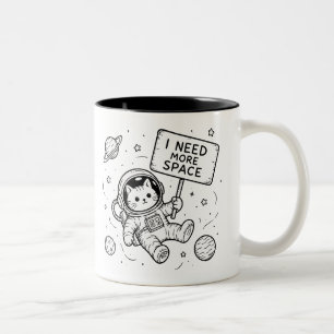 Jag Behöver Mer Utrymme Rolig Katt Astronaut Två-Tonad Mugg