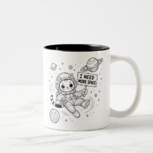 Jag Behöver Mer Utrymme Rolig Katt Astronaut Två-Tonad Mugg