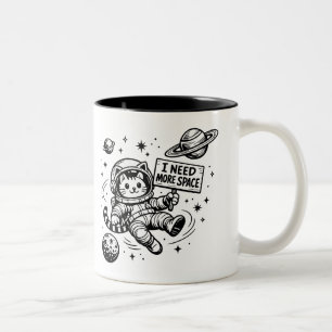 Jag Behöver Mer Utrymme Rolig Katt Astronaut Två-Tonad Mugg
