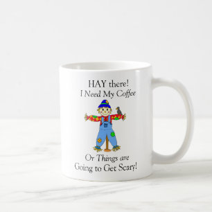 Jag behöver min Fågelskrämma Pun för kaffe. Kaffemugg