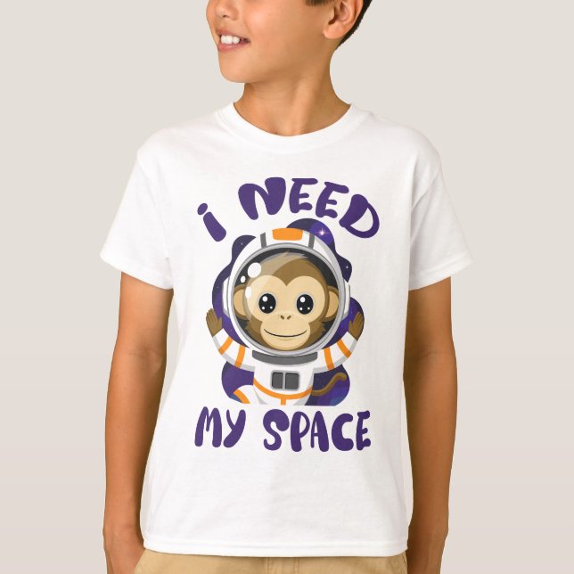 Jag Behöver Min Rymd Astronaut Apa Barn T Shirt (Framsida)