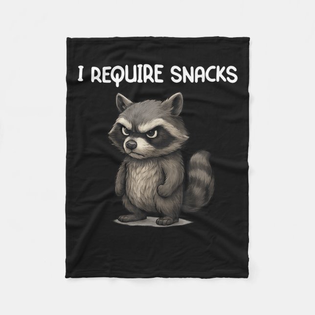Jag behöver Snacks Funny Raccoon Meme Snack Älskar Fleecefilt (Framsidan)