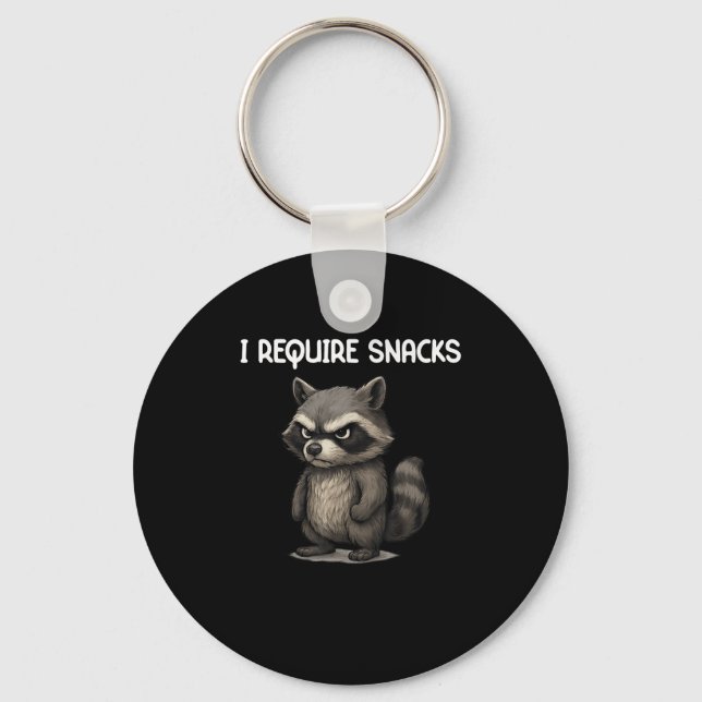 Jag behöver Snacks Funny Raccoon Meme Snack Älskar Nyckelring (Framsida)