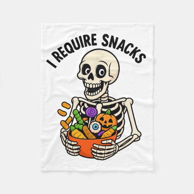 Jag behöver snacks-funny Skeleton Halloween-PM Fleecefilt (Framsidan)