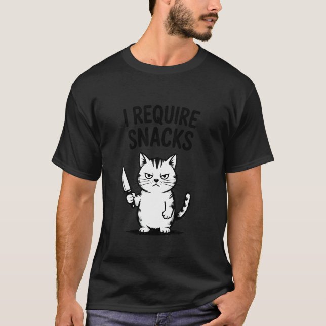 Jag Behöver Snacks Rolig Katt T Shirt (Framsida)