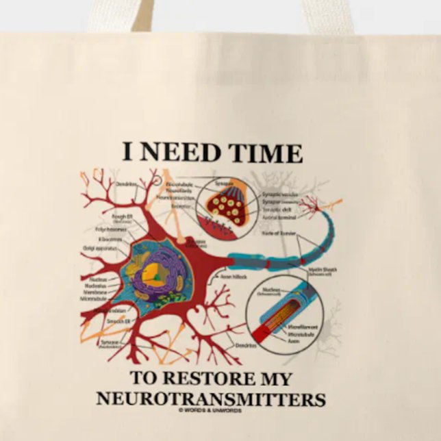 Jag behöver Time till återställandet min Jumbo Tygkasse (Tote bag for anyone who gets frazzled and needs time to restore one's neurotransmitters!)