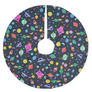 Jag behöver UFO Rocket Saturn Mönster Julgransmatta Borstad Polyester