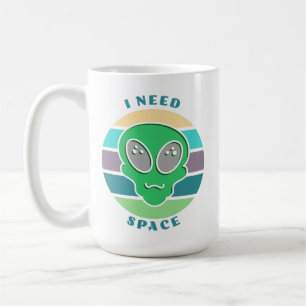 Jag behöver utrymme Lustigt Vintage Alien Pun Kaffemugg