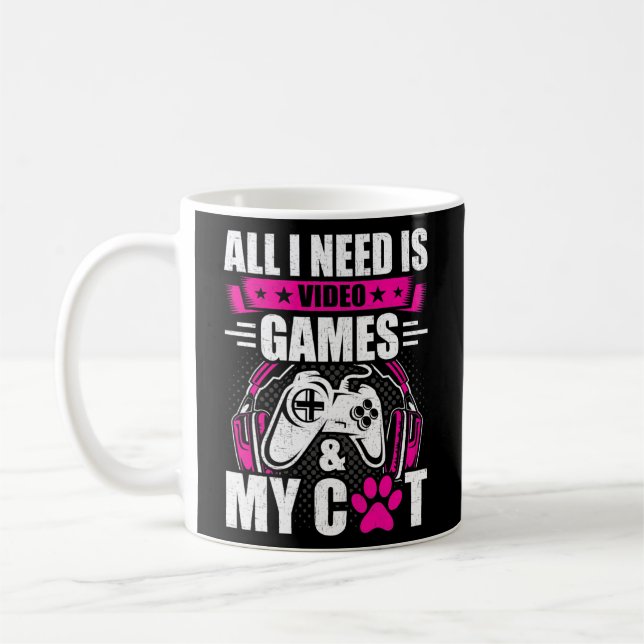 Jag behöver videospel och spel i Cat Video Gamer  Kaffemugg (Vänster)