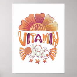 Jag behöver vitamin hav: Handskriven solnedgångs-e Poster