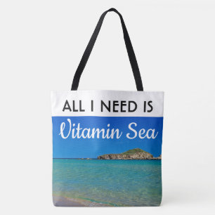 Jag behöver vitamin Sea italian turquise vatten Tygkasse