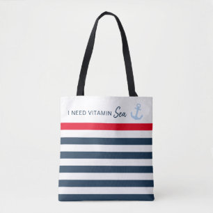 Jag behöver vitamin Sea Nautical Rand Anchor Tygkasse
