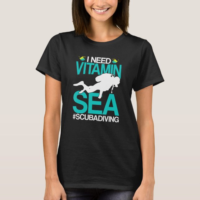 Jag behöver vitamin Sea Ocean Beach Diving Scuba V T Shirt (Framsida)