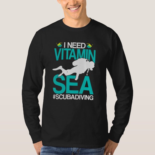 Jag behöver vitamin Sea Ocean Beach Diving Scuba V T Shirt (Framsida)