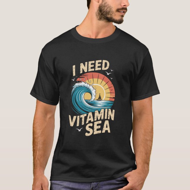 Jag behöver vitaminhav - Beach Wave Summer Shirt T (Framsida)
