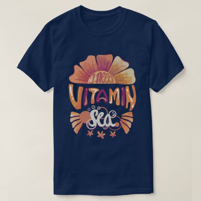 Jag behöver vitaminhav: Handskrivet solnedgång T Shirt (Design framsida)