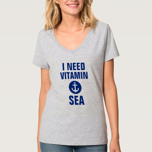 Jag behöver vitaminhavet som nautiska blått ankrar t-shirt (Framsida)