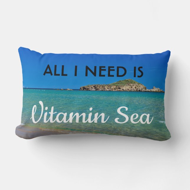 Jag behöver vitaminhavssköldpaddor på stranden vat lumbarkudde (Framsida)