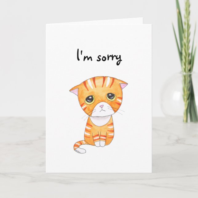 Jag beklagar att Orange Ledsen Tabby katt Anpassni Kort (Framsida)