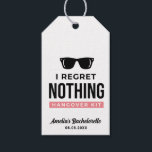 Jag beklagar ingenting Bachelorette Party Hangover Presentetikett<br><div class="desc">Men dog du? Bachelorette Party Hangover Kit. Lägg till en roligt av färg och ett unikt stil till dina bröllop eller möhippor. En möhippa-favoritsäck är ett underbart tillägg till party-planeringen. Dessa unika säckar kommer lätt att användas som gåva och kan som en vacker dekoration på ditt bröllopsmottagning eller din möhippa....</div>