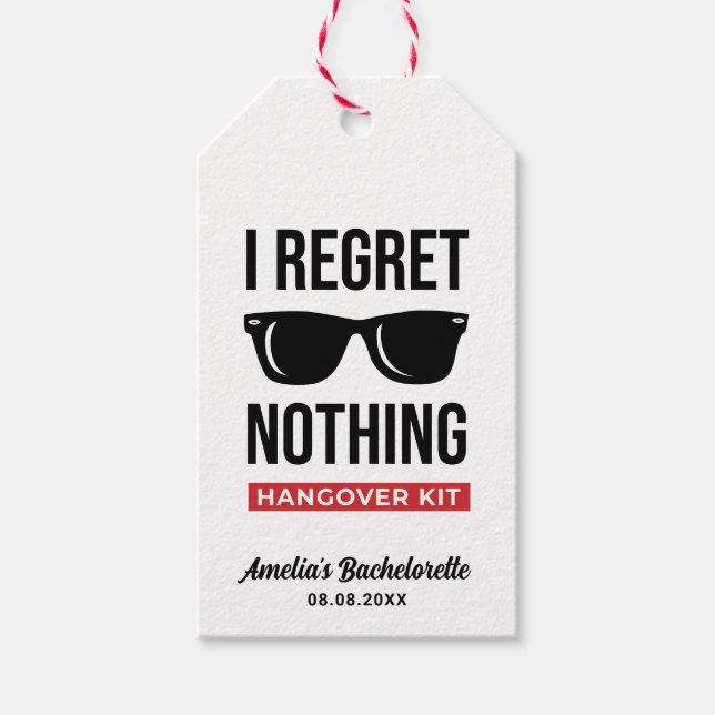Jag beklagar ingenting Bachelorette Party Hangover Presentetikett (Framsidan)