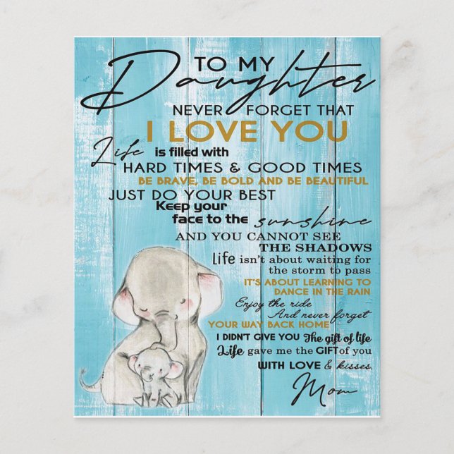 Jag ber Brev till min dotter, älsklig gåva Flygblad (Framsidan)