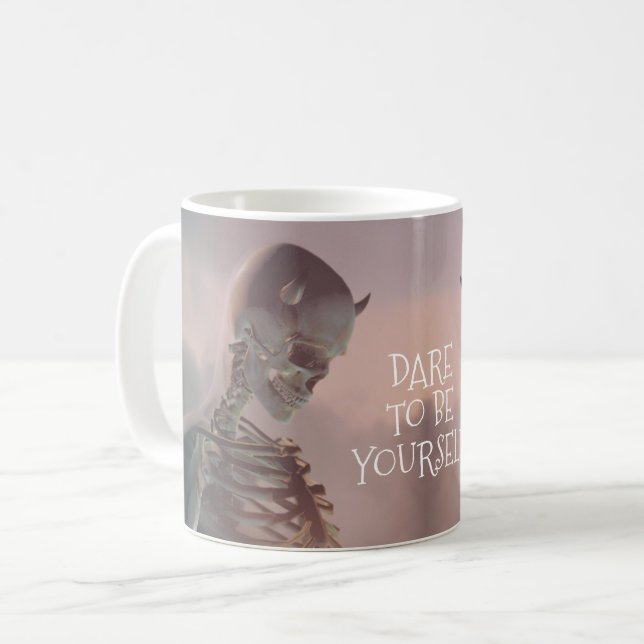 Jag ber dig själv. Skeleton med horn Kaffemugg (Framsida vänster)