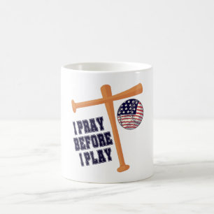 Jag ber innan jag spelar Basebal Game Kaffemugg