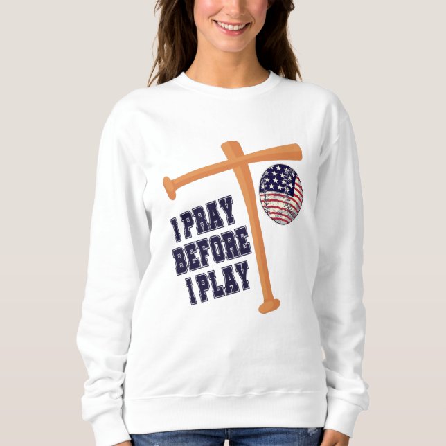 Jag ber innan jag spelar Basebal Game T Shirt (Framsida)