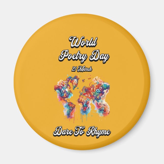 Jag ber Rhyme. Världspoetridagen. Magnet (Framsidan)