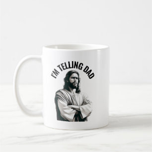 Jag berättar för Pappa - Roligt Jesus Meme Kaffemugg