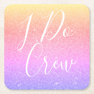 Jag besöker Lila Glitter Bachelorette Party Underlägg Papper Kvadrat