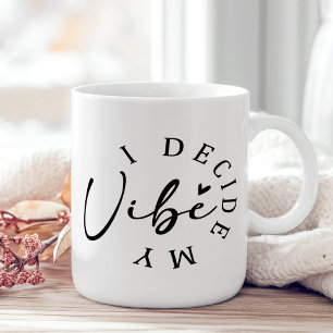 "Jag bestämmer min vibe", svart och vit inspiratio Kaffemugg