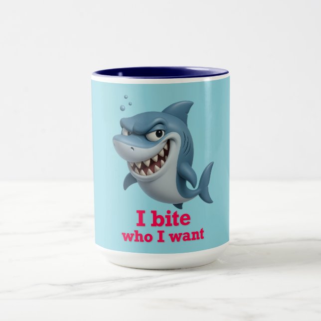 Jag Bita som jag vill ha - Lusk Tecknad Shark Mugg (Center)