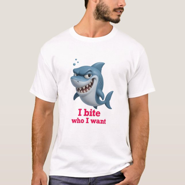Jag Bita som jag vill ha - Lusk Tecknad Shark T Shirt (Framsida)