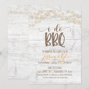 Jag bjuder in till BBQ - Rustic White Inbjudningar