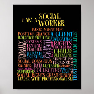 Jag blev en arbetare i Social Social Ord Cloud Poster